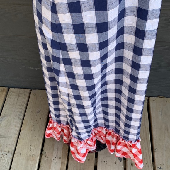 Red, White, and Blue Gingham Maxi Halter Dress by Beach Party - Picture 11 of 12